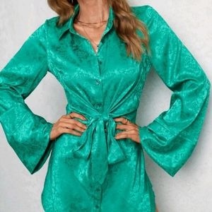 Emerald Green Shirt Dress New Size Extra Small